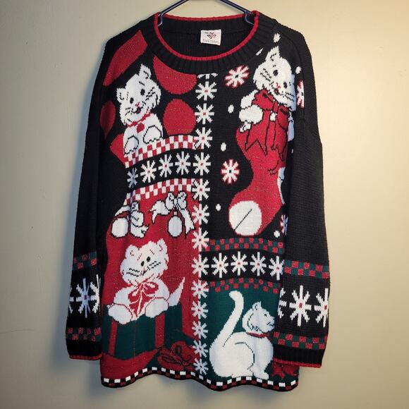 Vintage Cats Ugly Christmas Sweater Buy The Nutcracker..made In USA Sz XL - Picture 1 of 11